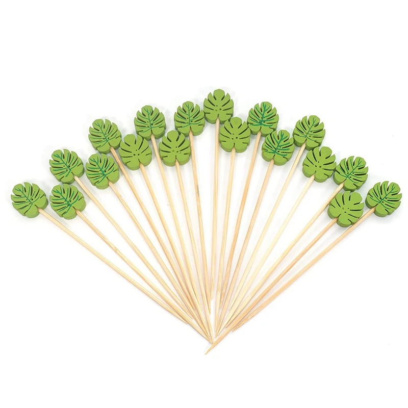 

400 шт. бамбуковая палочка, тропические листья, искусственная вилка, десерт, салатная палочка, Коктейльные Шпажки для украшения