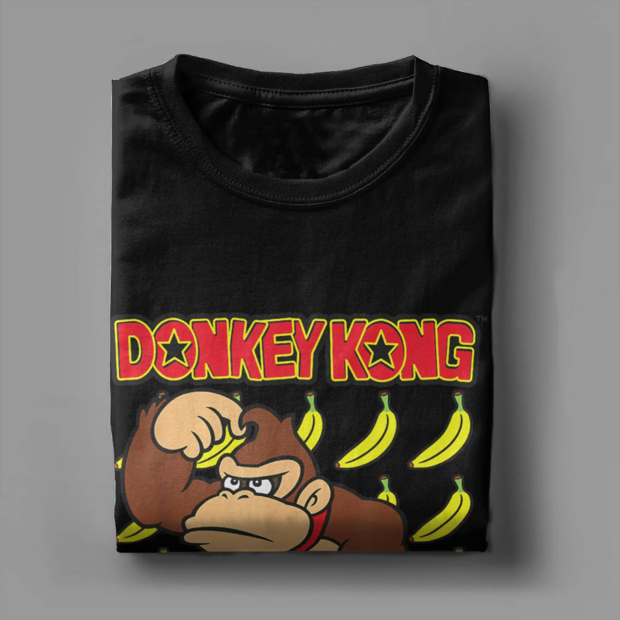 Фото Donkey Kong Ape Thoughts Banana Мужская футболка Винтажная футболка с коротким рукавом и круглым вырезом Футболки из чистого хлопка Подарочная одежда №1
