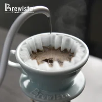 Brewista Ceramic Hand-brewed Coffee Filter Cup Cake Type 4 Hole House Hold Drip Filter Coffee Filter Cup Morning Dew White