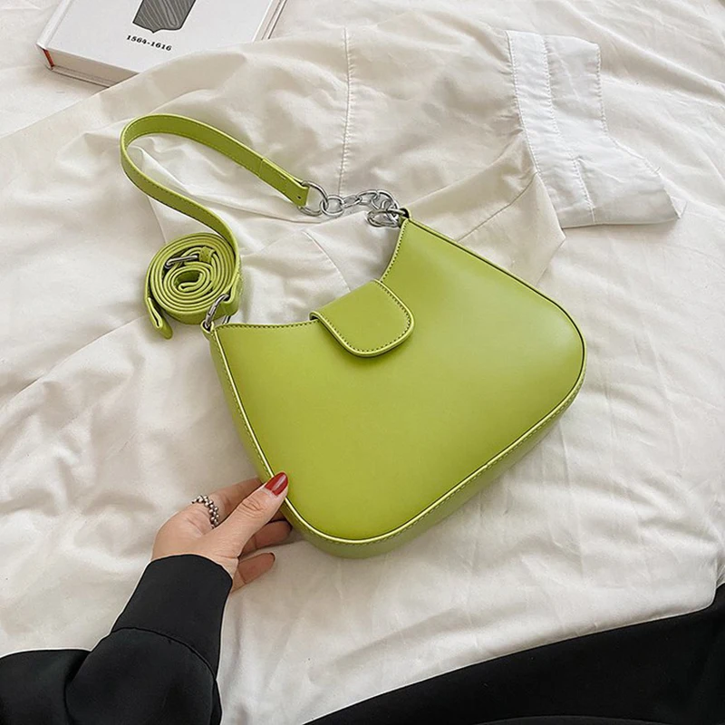 

PU Leather Luxury Handbags Women Solid Color New Fashion Office Shoulder Crossbody Bag Casual Simple Femme Hand Bag 2022