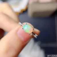 vintage lovely natural opal ring 925 sterling silver inlaid womens gemstone ring simple bridal wedding engagement party gift su