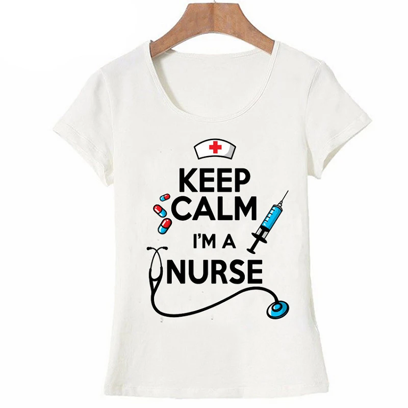 

Summer Funny Design Nurse Tops Women T-shirt Keep Calm Individual Tshirts Casual Ladies Tees Harajuku Girl Female Streetwears