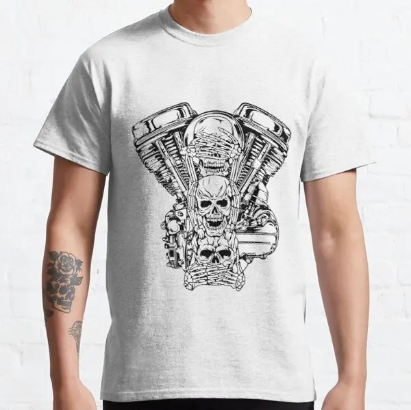 Harley голова говорящая не обмокала скелеты Старая школьная Байкерская футболка