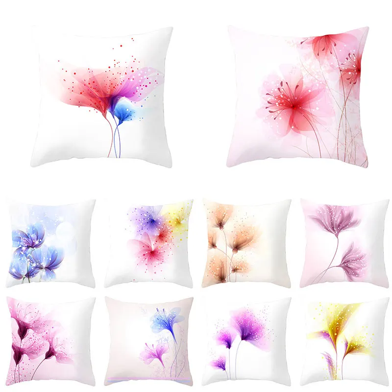 

Colorful Flowers Printed Decorative Throw Pillow Floral Plant Cushion Cover Decoration Home Textile For Sofa Home Almofadas