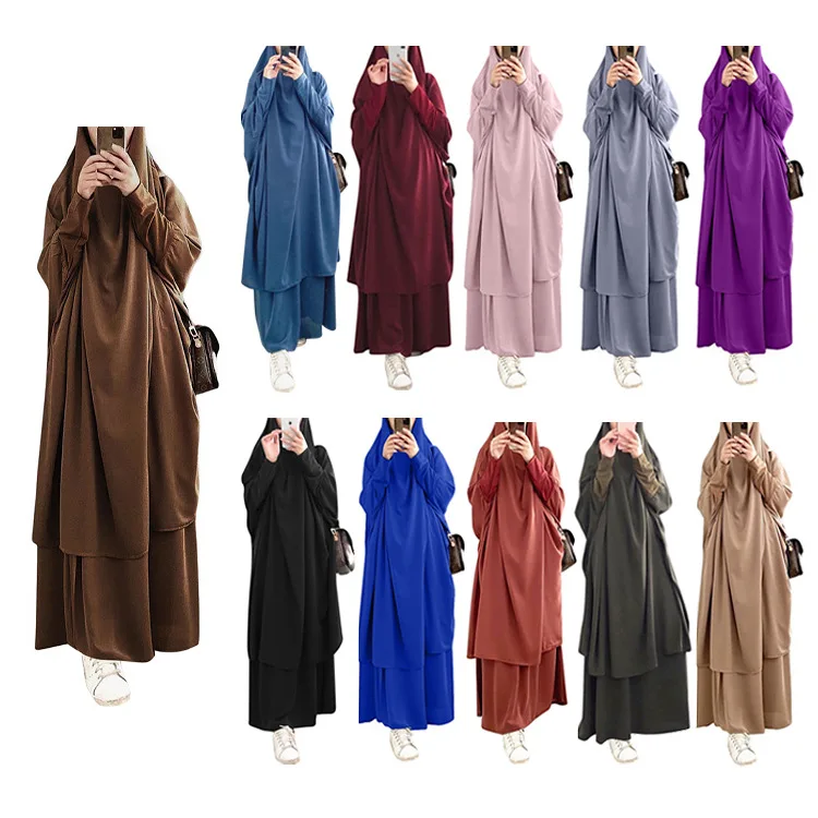 Eid-vestido Hijab con capucha para mujer musulmana, prenda de oración, Jilbab Abaya, vestido largo Khimar de Ramadán, conjuntos de falda, ropa islámica, Niqab