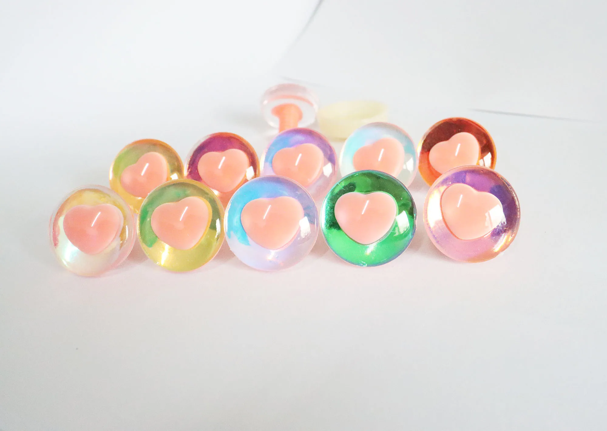 aszem 25mm serce uczeń 3D Komiczne okrągłe brokatowe oczy z twardą podkładką do akcesoriów dla lalek-HC10