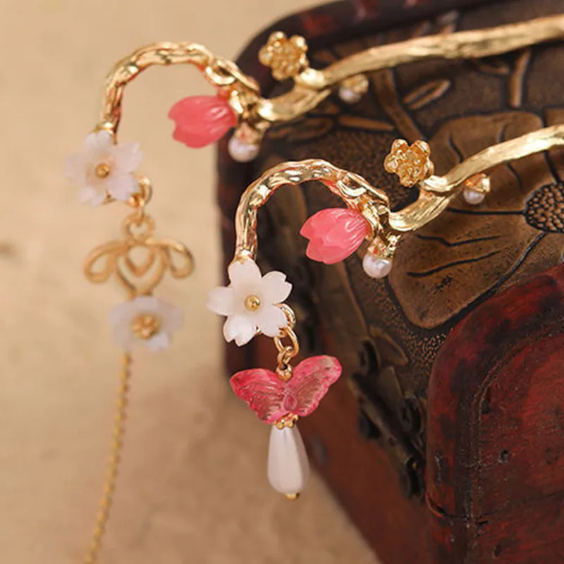 Винтажные шпильки для волос в форме ветвей с кисточкой китайские Классические