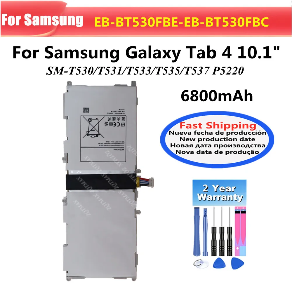 Фото Аккумулятор 6800 мАч EB-BT530FBC EB-BT530FBE для Samsung Galaxy Tab 4 10.1 SM-T530 T533 T531 T535 T537 EB-BT530FBU, аккумулятор для планшета №1