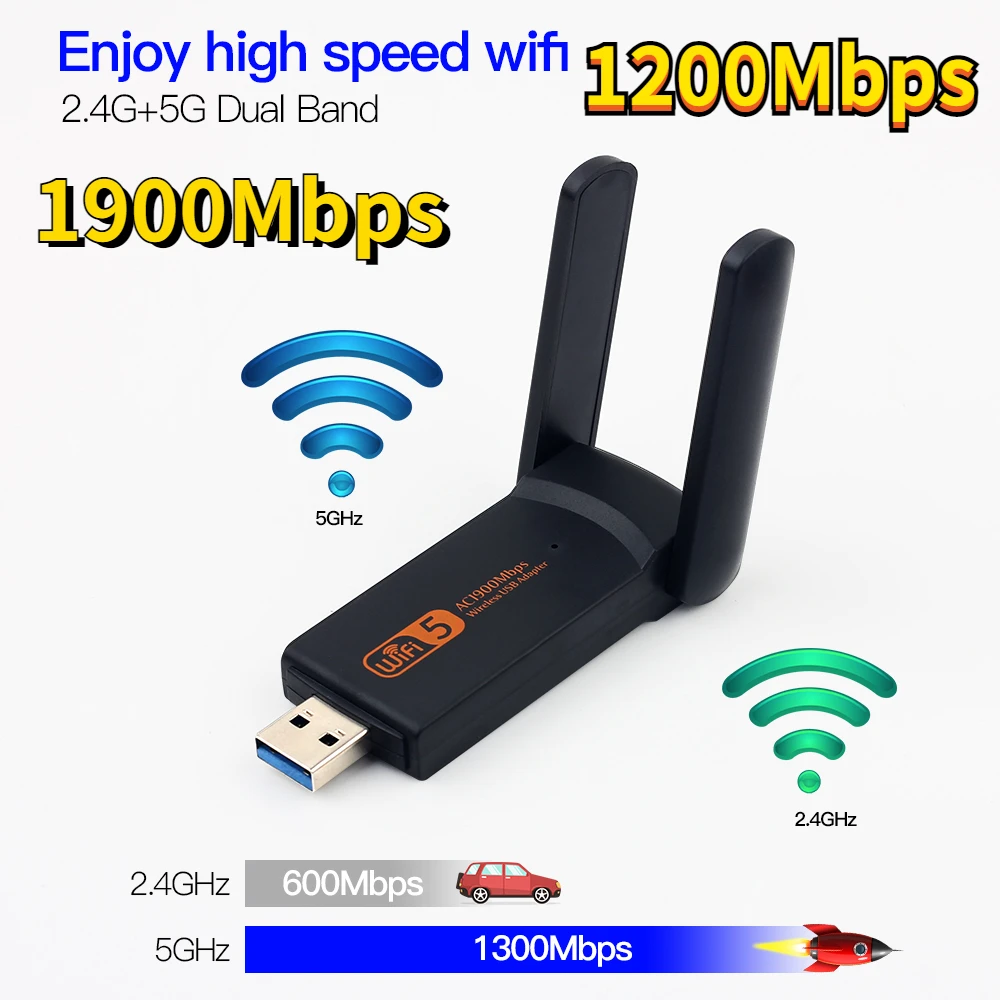 

Fast Internet Wireless USB Wifi Adapter 1900Mbps USB Network Card 1200Mbps Wifi Dongle USB LAN Ethernet Dual Band 2.4G 5.8G