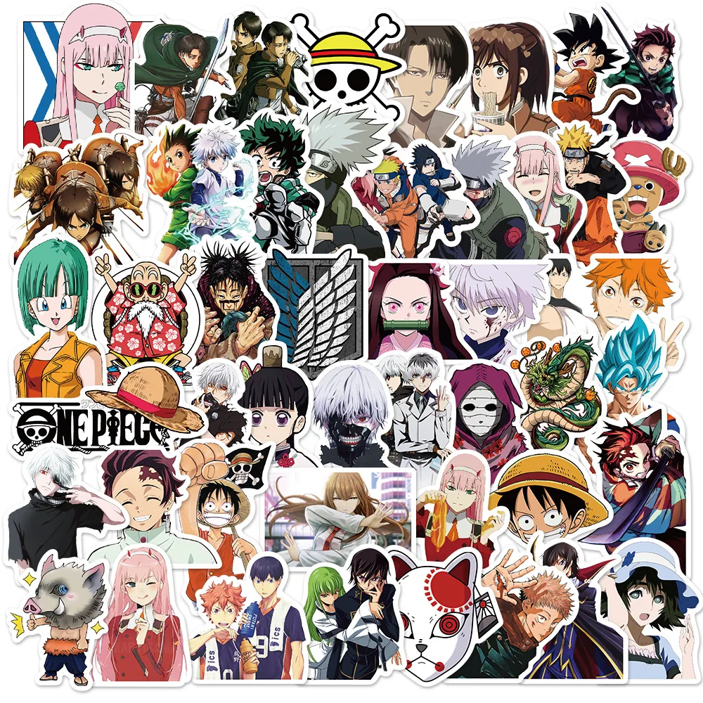 

50Pcs Mix Anime Naruto Demon Slayer One Piece Figure Stickers Graffiti Kids Toy Skateboard Phone Laptop Luggage Sticker Decals