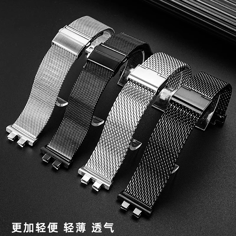 Фото Сетчатый ремень Milan из нержавеющей стали для Casio GMW-B5000 Gmw b5000 GM-B2100, мужской спортивный ремешок, черный, серебристый, металлический браслет №2