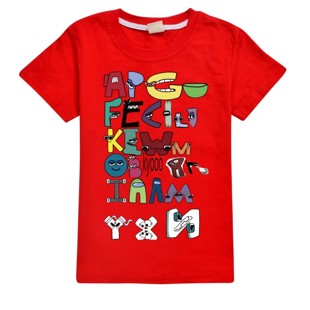

Boy's & Girl's Fashion Tops Tees Children's 100% T-Shirts 26 Alphabet Lore Print Casual Family Clothing Set Kids for 2-14Years