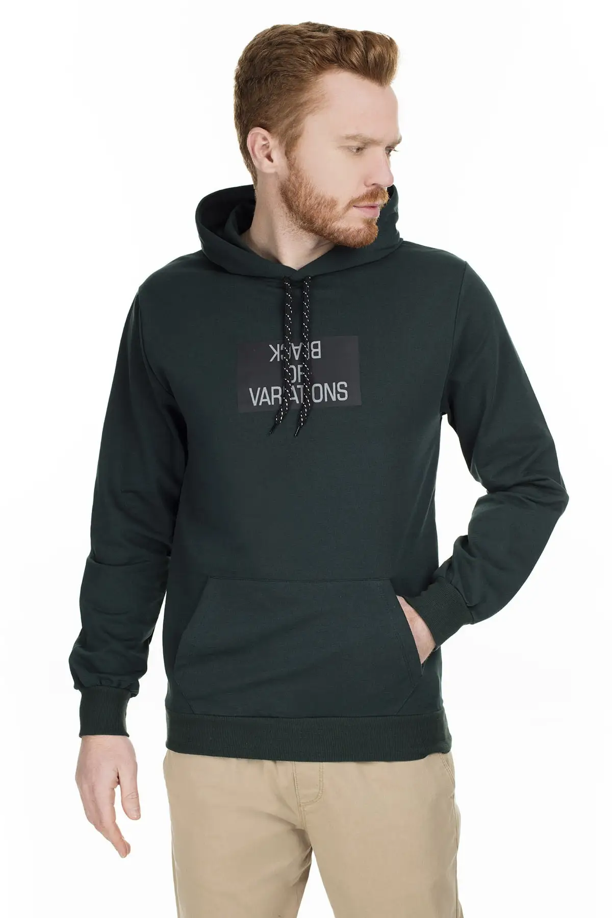 

Men's Dark Green Front Body Printed Hooded Standard Fit Sweatshirt Hoodie Hooded Sweatshirts For Men 351344441