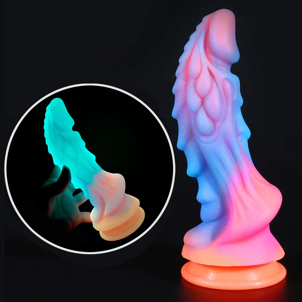 

Светящиеся фаллоимитаторы, красочный светящийся огромный пенис, Анальная пробка, дракон, фаллоимитатор с присоской, секс-игрушка для женщин для точки G