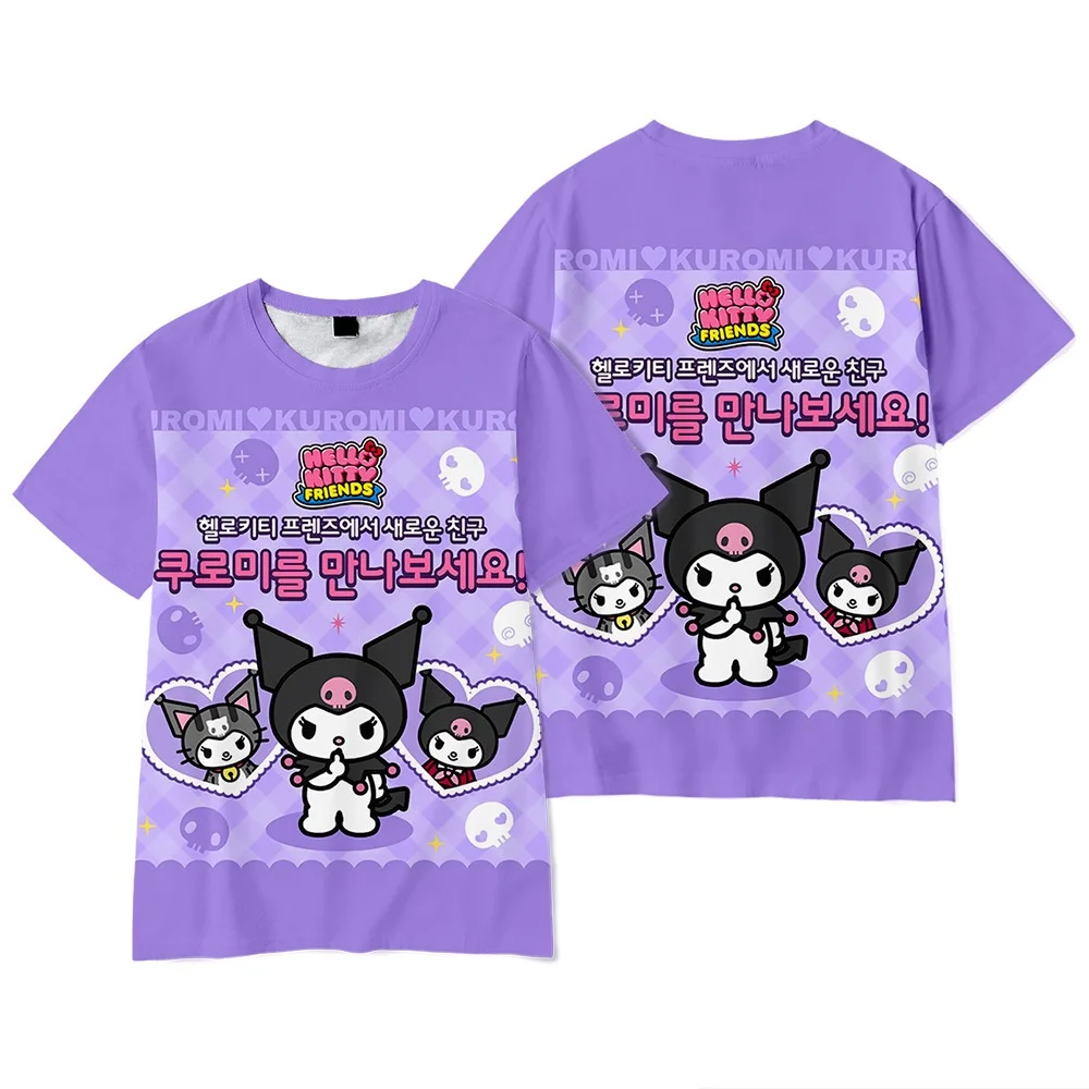Футболка Kuromi с цифровым принтом и коротким рукавом для взрослых женская одежда