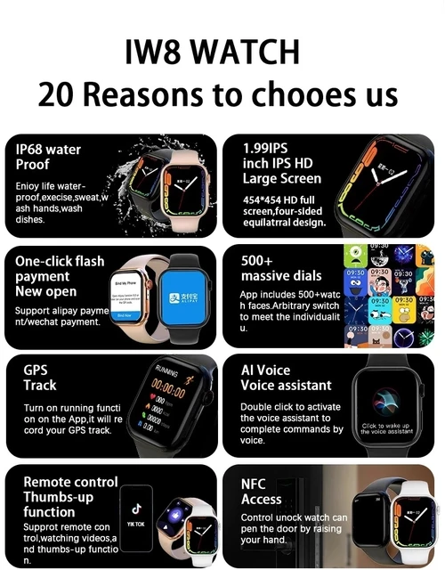 2023 Smart Watch Women Ultra Series 8 NFC Smartwatch Men Bluetooth Call Waterproof Wireless Charging HD Screen for Apple Watch 8 2
