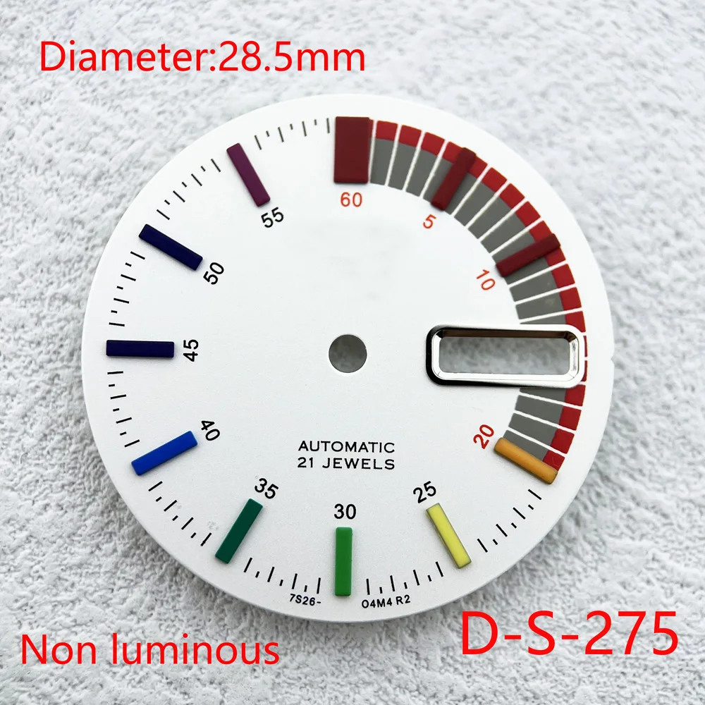28.5mm Green /BlueLuminous Dial  SKX007/009 Watches Accessories for NH35/NH36 Automatic Movement With S Logo Customizable Dial