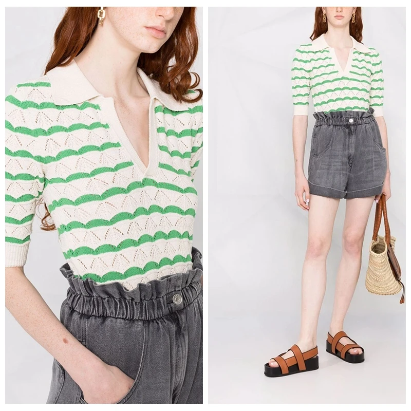 

Футболка-поло Летняя трикотажная с V-образным вырезом и коротким рукавом