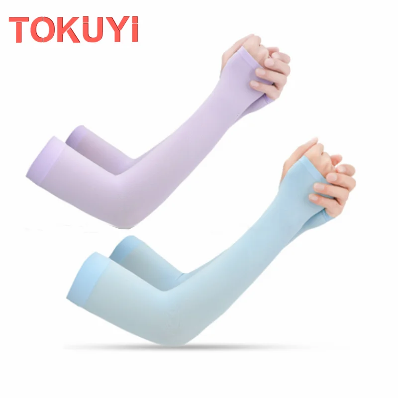 TOKUYI 1pcs Unisex Cooling Arm Cover Sun Protection Sleeve Anti-UV Fishing Cycling Outdoor Sport Ice Sleeves Long Arm Sleeves