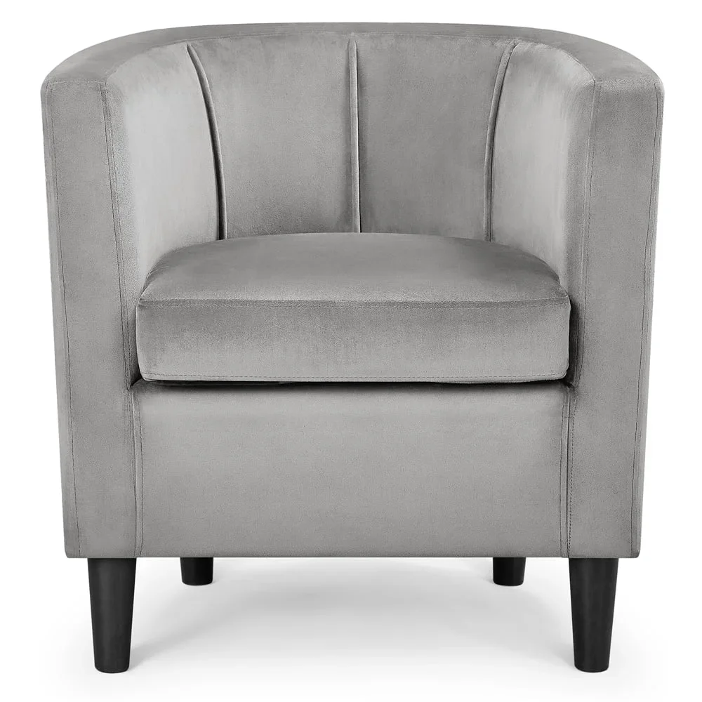 

Contemporary Barrel Accent Arm Chair, Gray Velvet