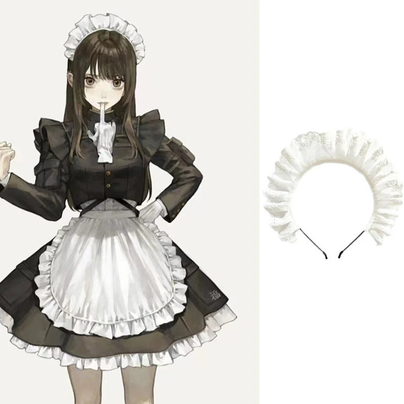 

Delicate Headband Elegant Hollow Out Pattern Pleated Laces Hair Hoop Party Headpiece Cosplay Costume Props for Women