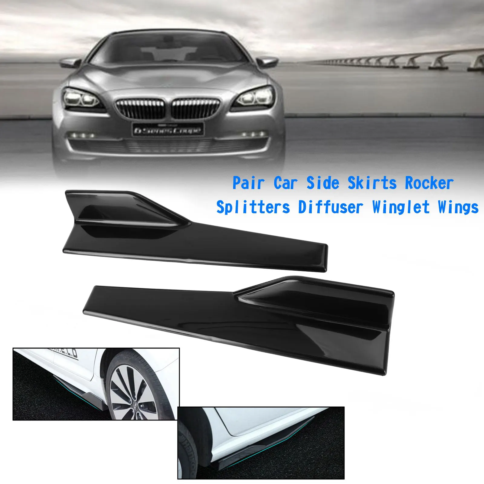

Areyourshop Pair 45cm Car Side Skirts Rocker Splitters Diffuser Winglet Wings For BMW For Benz For AUDI Auto Accessories Parts