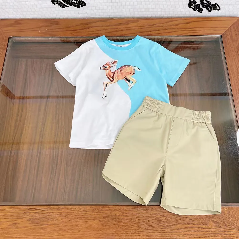 

High-end customized 2022 spring and summer new children's fawn print casual suit, fashionable and versatile