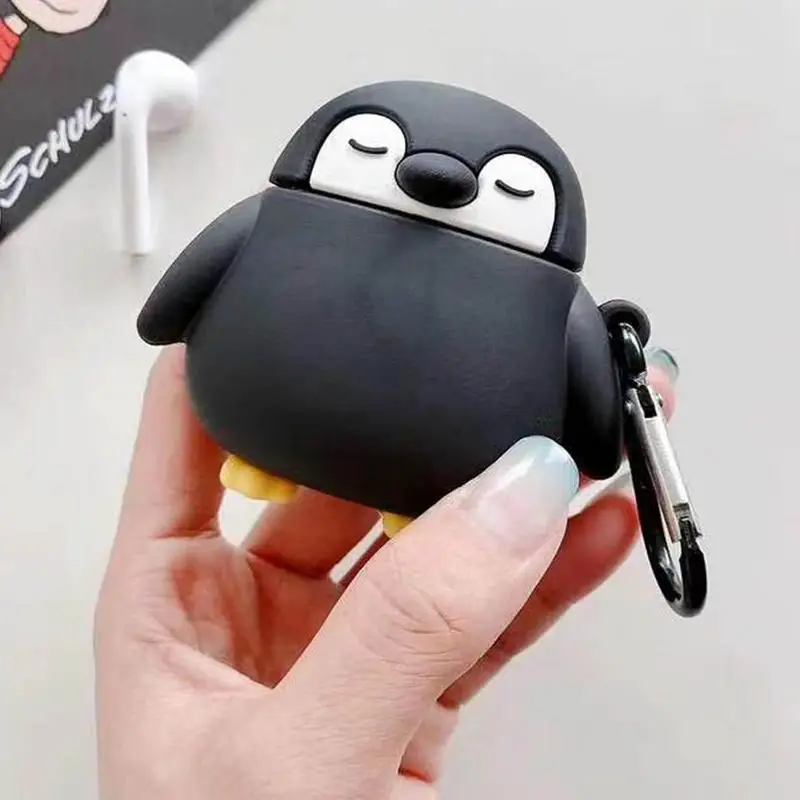 Купи For Airpods Case Penguin Shape Headset Case Silicone Earphone Protective Cases Charging Box With Hook For Airpods 1/2/3 за 113 рублей в магазине AliExpress