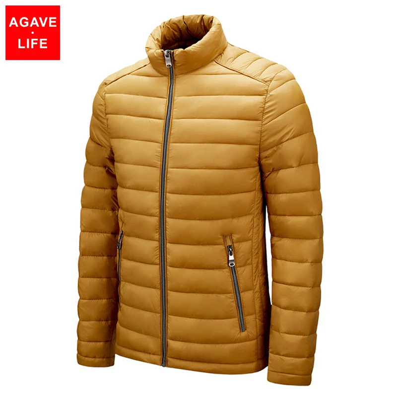 

New Style Stand Parkas Jacket Men's Solid Color Light Warm Winter Jackets For Youth Male Fashion Zipper Jacket Men Windbreak Top