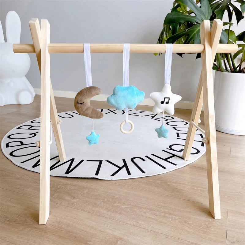 Pendants Stroller Rattle Wooden Ring Soft Stars Moon Cloud Hanging Bed Bell Fitness Rack Pendant