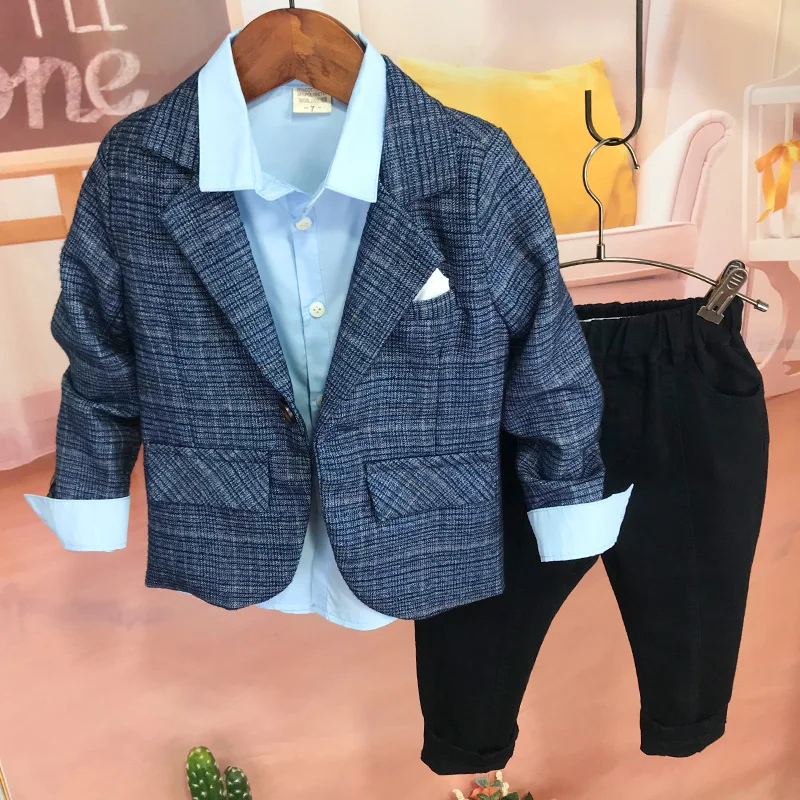 

Good Quality 2022 Boy's Suit Jacket Plaid Pattern Children's Suit Flower Girl Ring Bearer Dress Boy Shirt Piano Costume Blazers