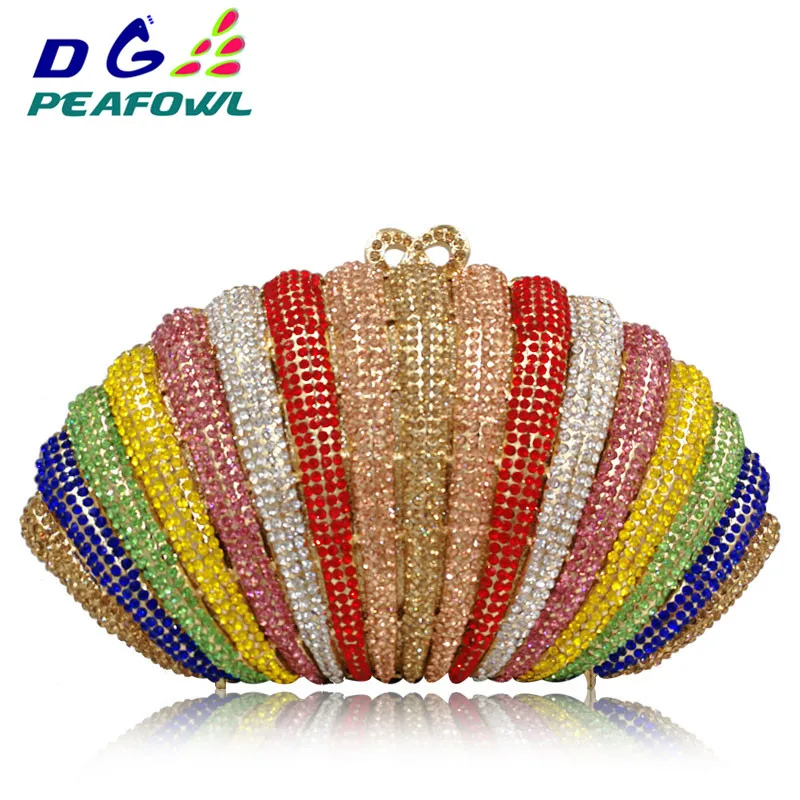 Evening Bags For Women Shell shape Hardware Diamond Colorful Bag Purse Metallic Rhinestone Wedding Party Bag Lady Clutch bags