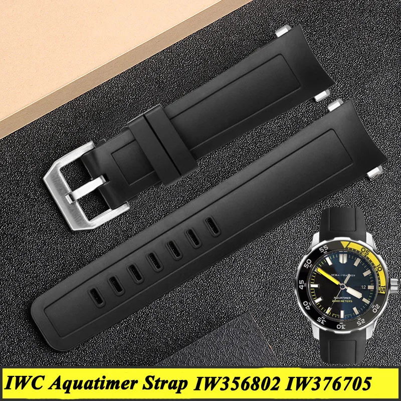 Quick Release Fluoro Rubber Watch Band  For IWC Aquatimer Series IW356802 IW376705 Soft Silicone Watch Strap 23MM Bracelet