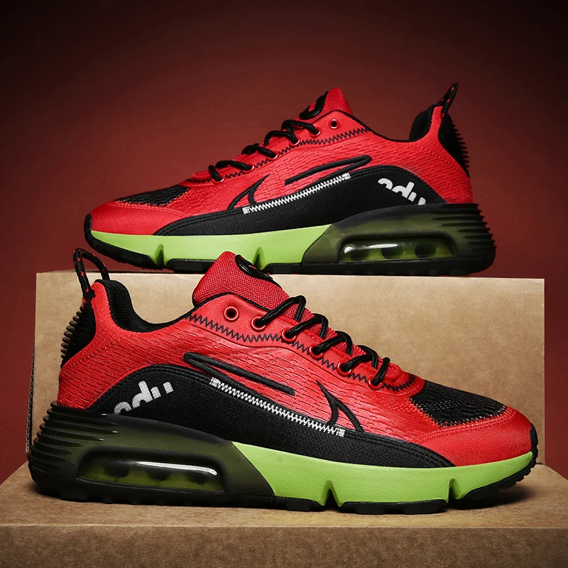 Air Cushion Male Sneakers Breathable Sport Running Shoes Men Lace-up Damping Athletic Gym Training Shoes Fashion Casual Footwear