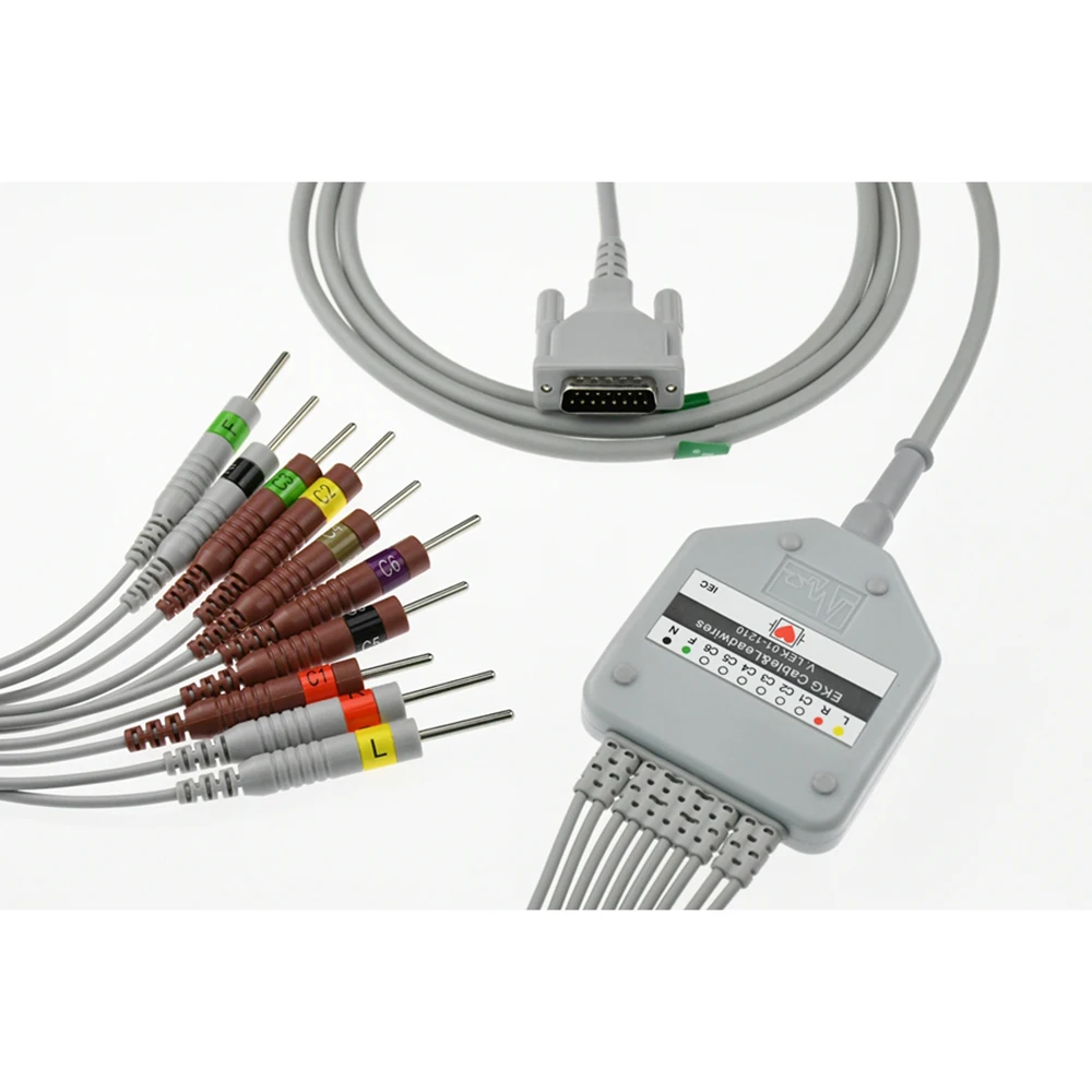 

Compatible with S*h*il*er,Welch allyn Reusable 10 Leads EKG Cable Connection Cable, Din 3.0/Banana 4.0/Snap/Clip