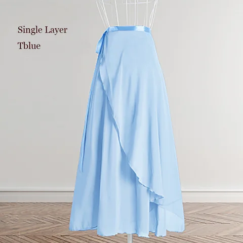 Длинная балетная юбка USHINE с запахом, женское лирическое шифоновое балетное платье, Двухслойная юбка для женщин и девушек, двухслойная танцевальная юбка