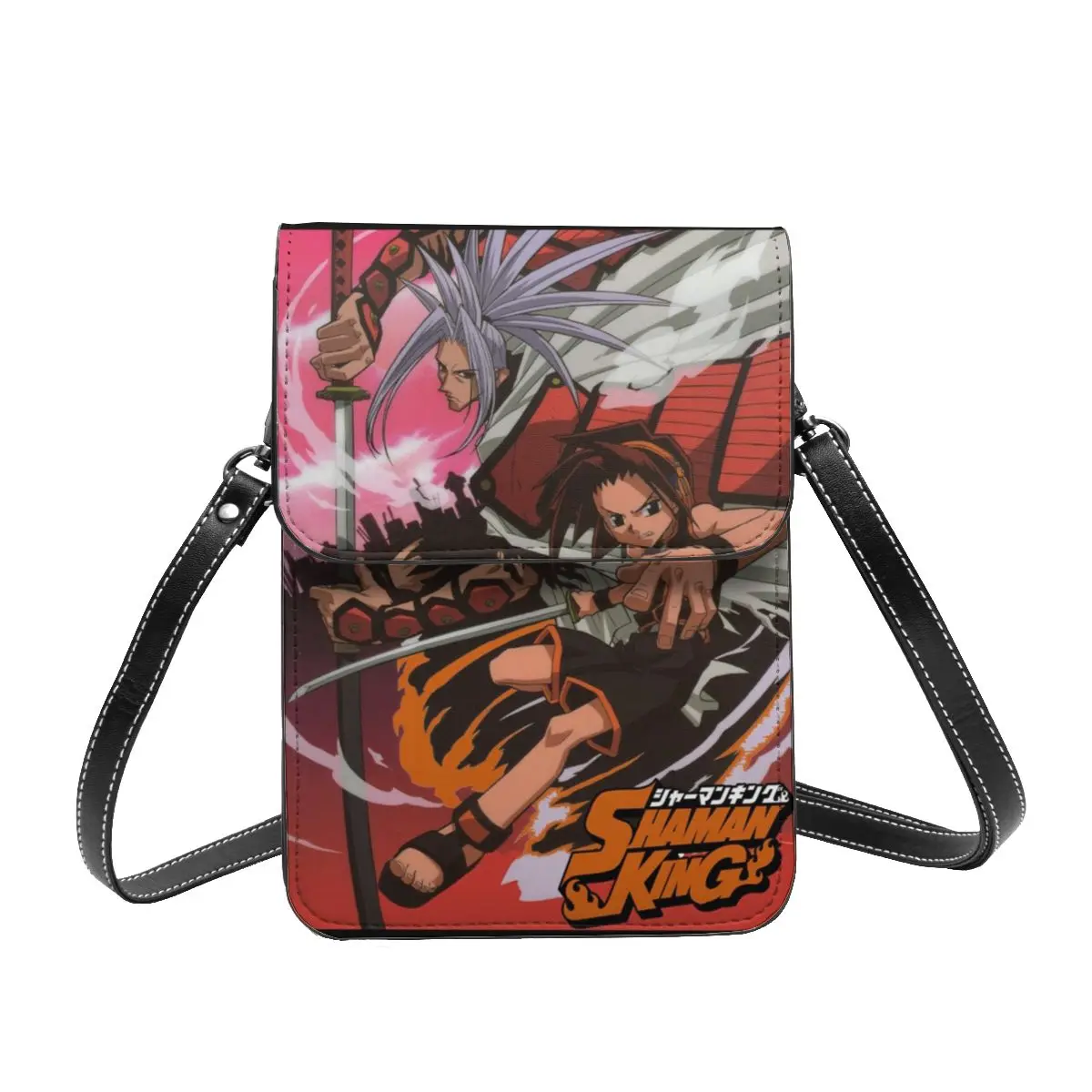 

Shaman King Yoh Asakura And Amidamaru Shoulder Bag otaku mecca anime amidamaru soul Gifts Retro Mobile Phone Bag Leather Bags