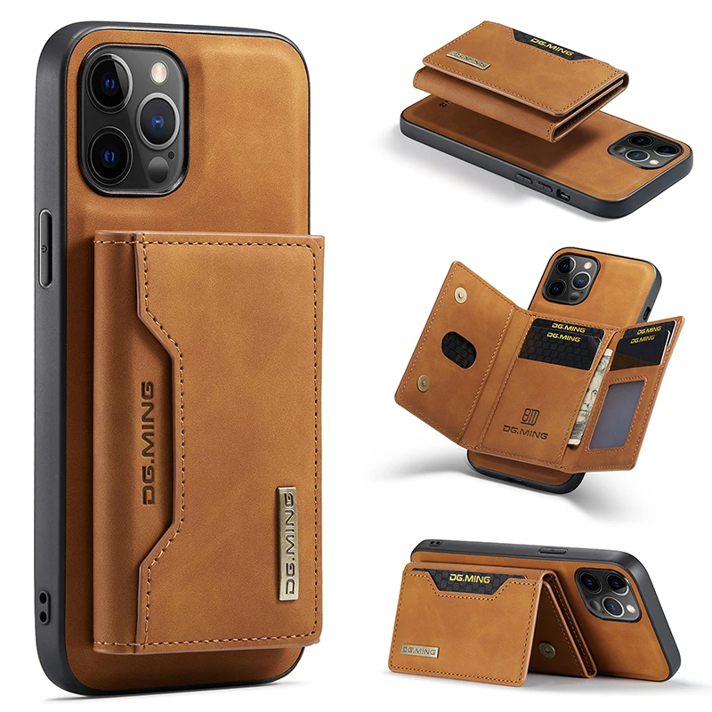 

Detechable Magnetic Wallet Bag Case For iPhone 13 12 Pro Max 12 Mini 11 Pro 10 X SE 2020 7 8 Plus XR XS Max Leather Phone Cases