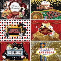 casino theme party happy birthday photography background mask playing card portrait custom photocall backdrop family party prop