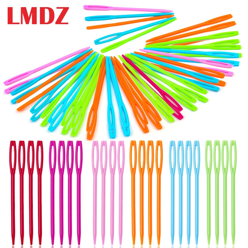 

LMDZ 20-200PCS Mixed Color Plastic Knitting Needles Crochet Hooks Wool Yarn Needle Children DIY Sweater Weaving Tools Accessory