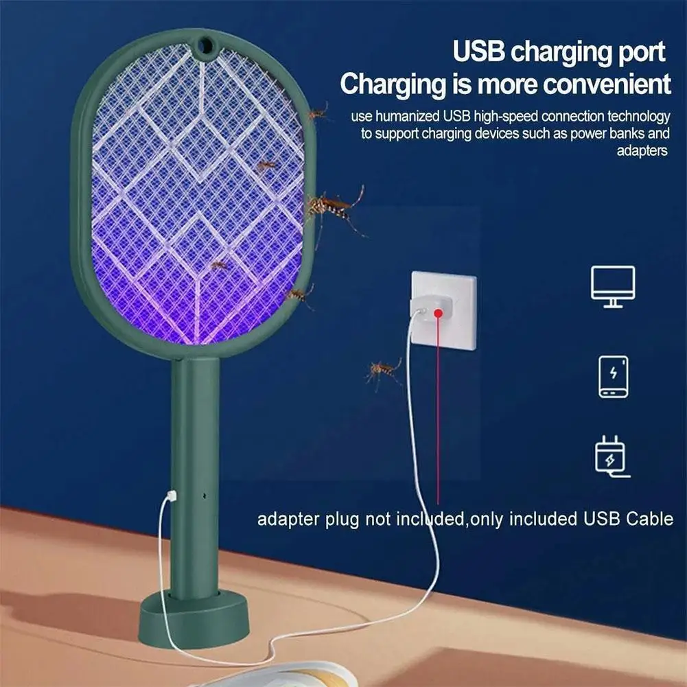 

2 In1 Electric Insect Racket Swatter Zapper Usb Rechargeable Summer Killer Kill Mosquito Fly Trap Bug Swatter New 2022 Zapp I3x6