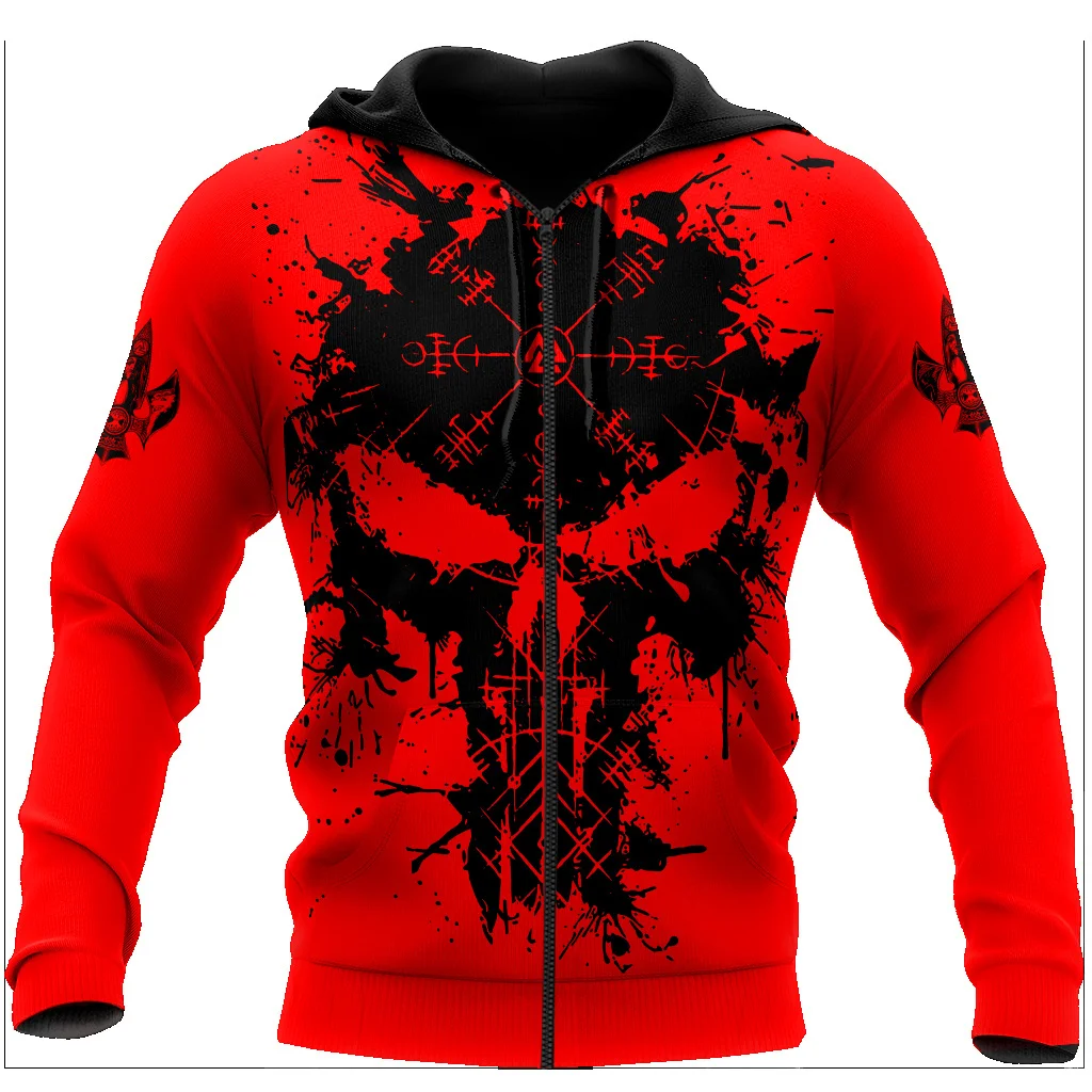 

Men's Zipper die 3D Diital Printin Skull Vikin Compass die 2021 Fasion Zip Sweatsirt Oversized Casual Jacket