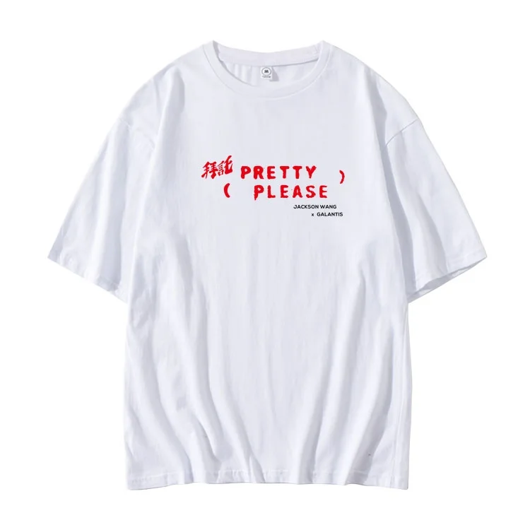 

Kpop got7 jackson, новая футболка с надписью song pretty и надписью «пожалуйста», с круглым вырезом, модная летняя футболка с рукавами и спущенными плеча...