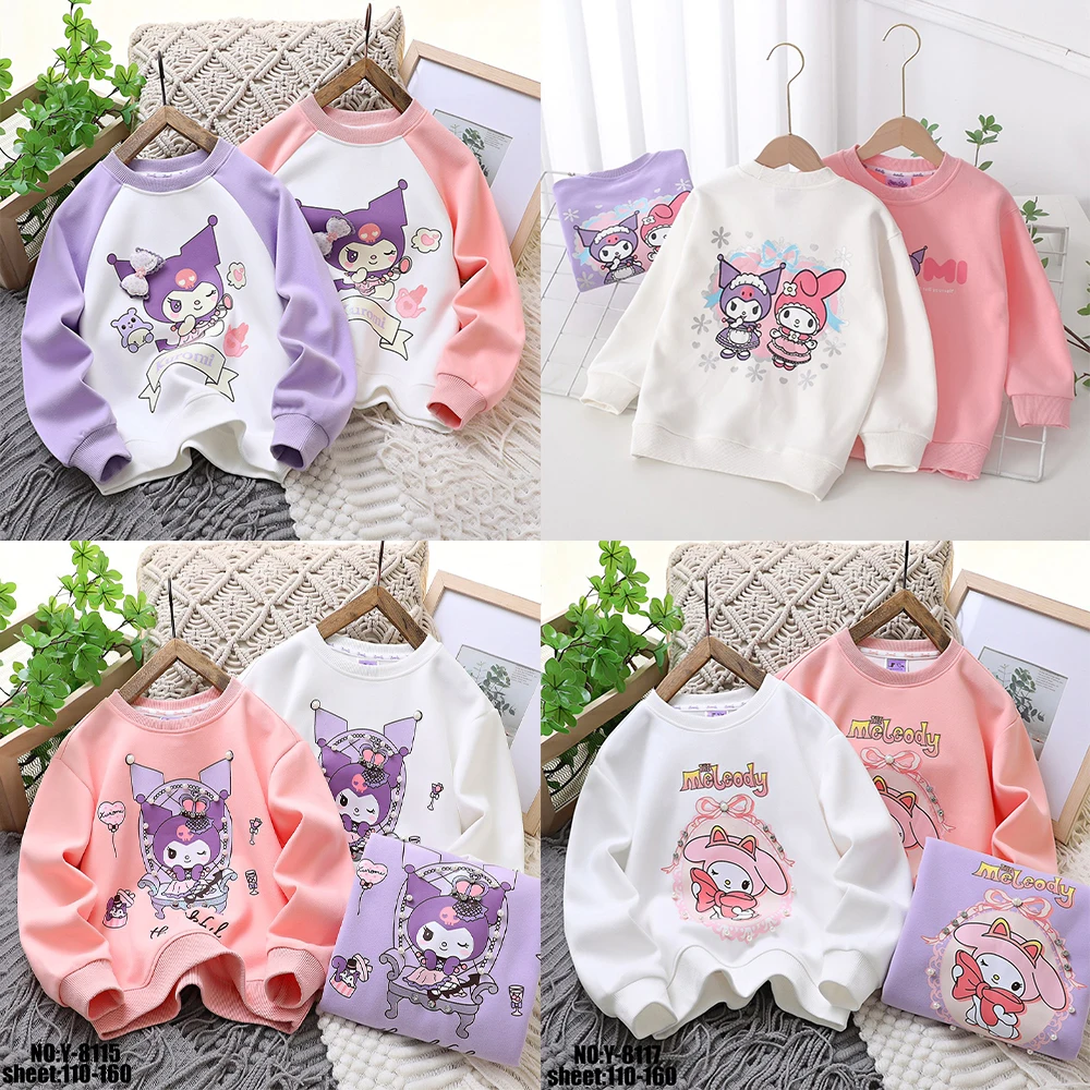 

2023 футболка с длинным рукавом для девочек с аниме Sanrio Kuromi My Melody Y2K Новинка корейский стиль Осенняя мультяшная Толстовка Детские топы для колледжа