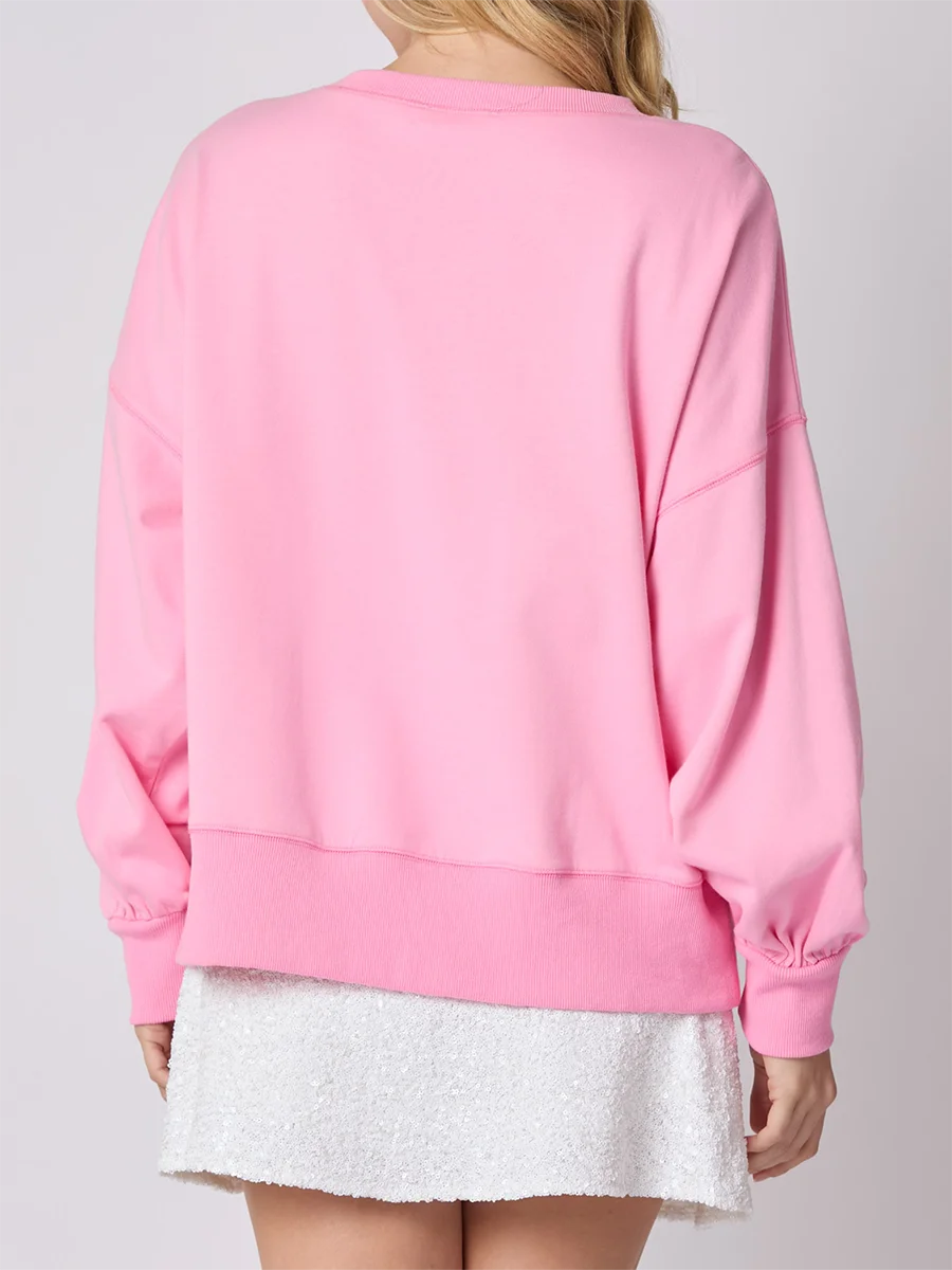 Женская толстовка большого размера с блестками и бантом повседневные топы