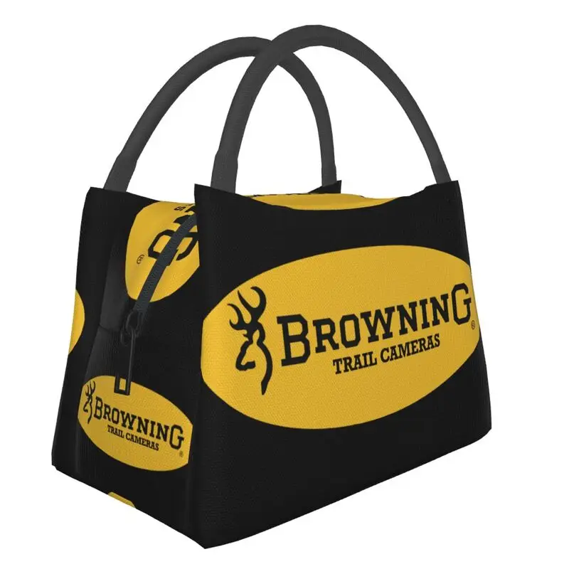 

Brownings Logo Thermal Insulated Lunch Bag Women Portable Lunch Tote for Work Travel Storage Meal Food Box Thermal Bags