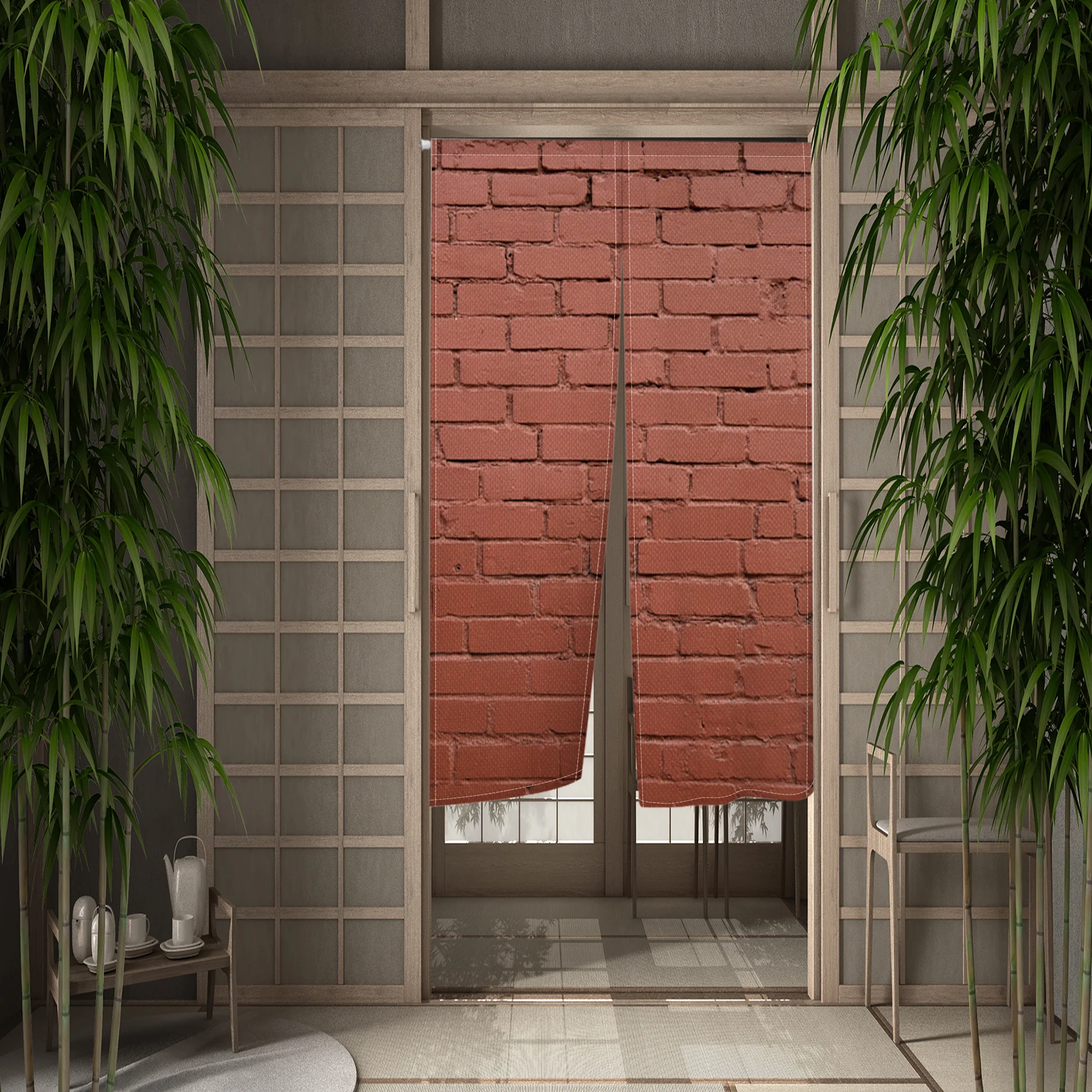 Кирпичная стена деревянная панель японская дверная занавеска Noren деревенская