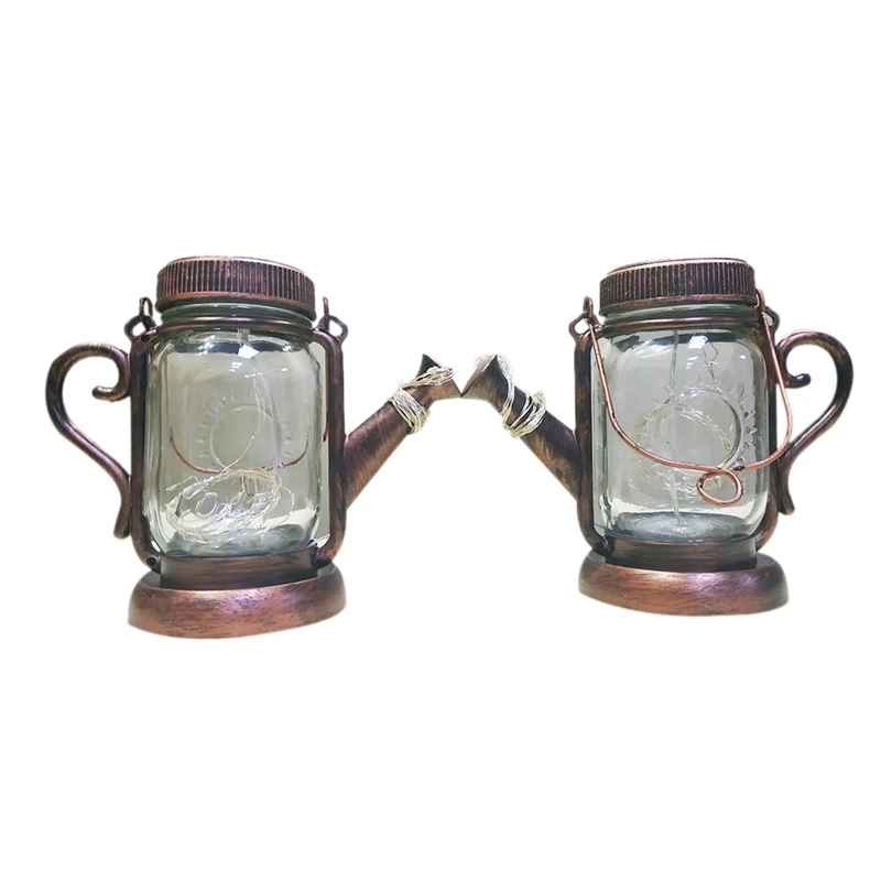 

2 Pieces Of 45 LED Hanging Mason Jar Lanterns For Outdoor Terrace Garden Terrace Decoration