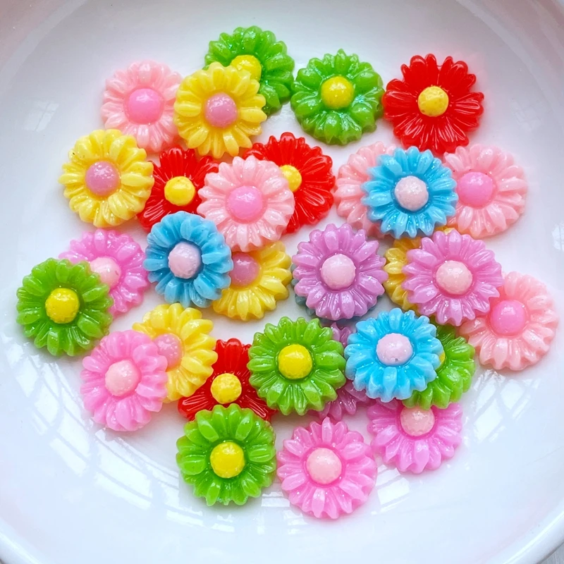 

30Pcs New Cute Mixed Chrysanthemum Resin Figurine Crafts Flatback Cabochon Ornament Jewelry Making Hairwear Accessories
