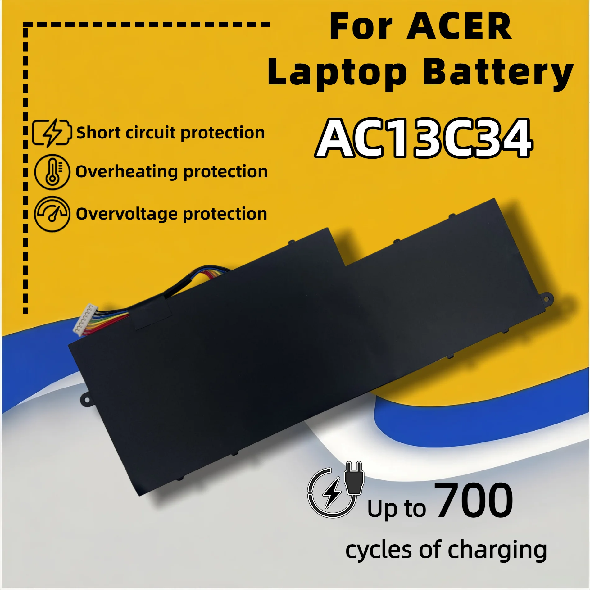 Фото Аккумулятор для ноутбука FRLESUI для Acer AC13C34 Aspire V5-122P V5-132 E3-111 E3-112 ES1-111M MS237 KT.00303.005 11,4 В 2640 мАч/30 Втч №4